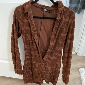 Jaded London Brown Long Sleeve Playsuit